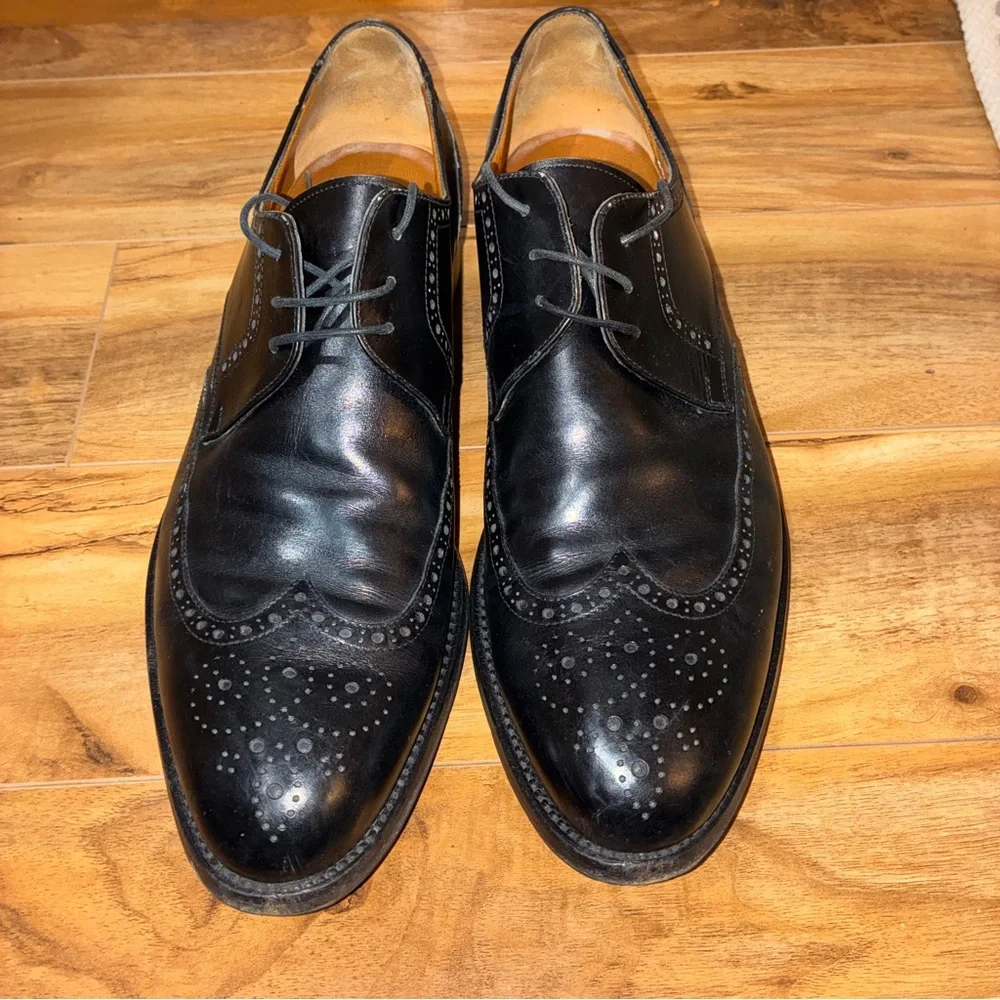 Moreschi Black Leather Shoes (brogue detail) – Made in Italy - mens size 10.5